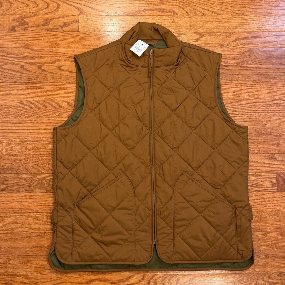 New J.Crew Walker Vest Mens Large Brown Full Zip Quilted Outerwear Layering